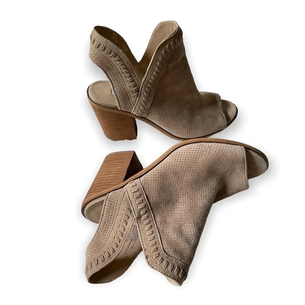 Steven Madden Ankle Boots Marco Suede Perforated Open Toe Sling Back Sandals 6.5